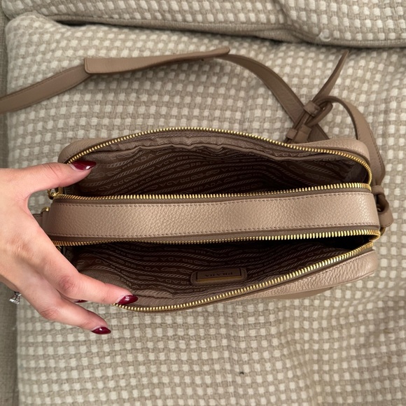 Prada Beige Vitello Phenix Leather Double Zip Crossbody Bag - Picture 7 of 10
